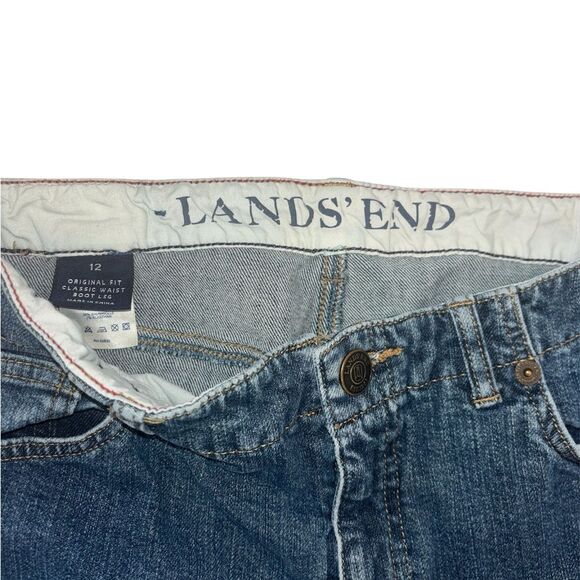 Lands' End Women's Dark Blue Flare Jeans - Picture 2 of 3